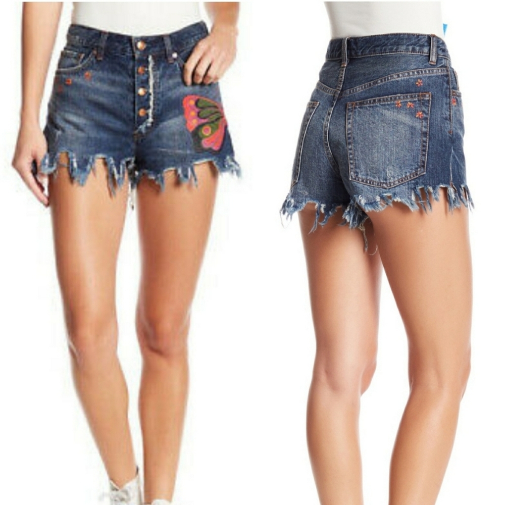 Free People Fields of Sun Denim Shorts